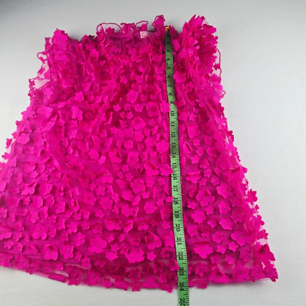 Eva Franco Vixen Top in Orchid Petal Hot Pink 3D Floral Applique Ruffle Size‎ 4